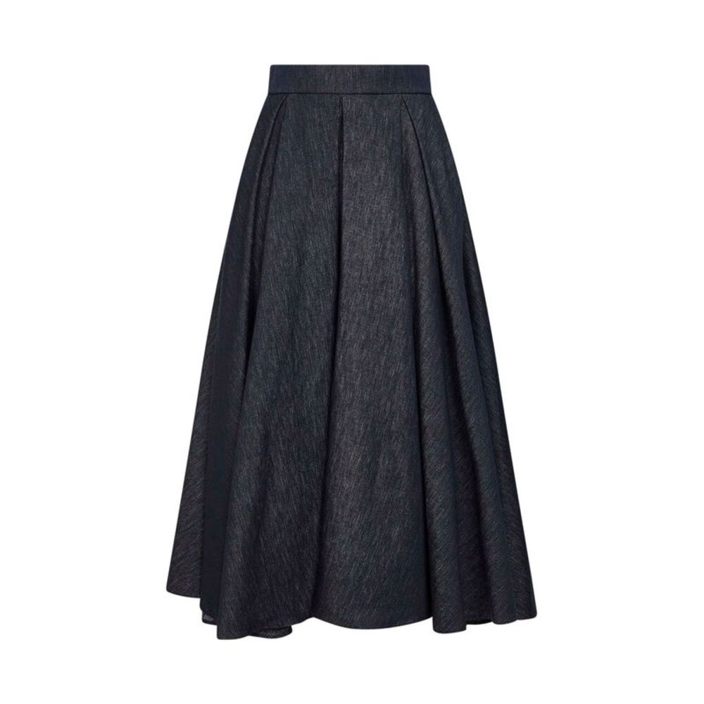Max Mara S Women Midnight Blue Denim Smmalex Midi Full Skirt